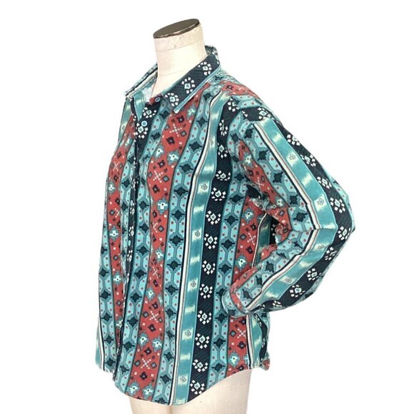 VTG Woolrich Cotton Flannel Button-Up Shirt Wm Sz XL Aztec Tribal Southwest 223J - Picture 4 of 6